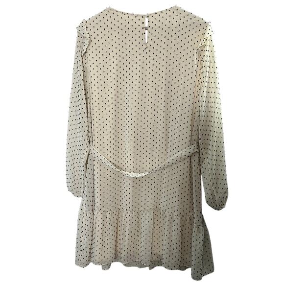 Lauren Conrad Ivory and Black Dot Ruffle Trim Belted Baby Doll Dress Sz XL New - Picture 7 of 10